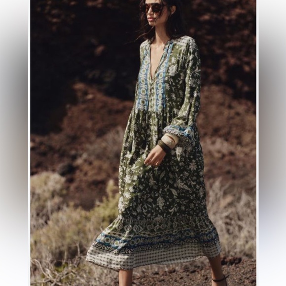 ZARA Floral Green Maxi Dress - Picture 2 of 7